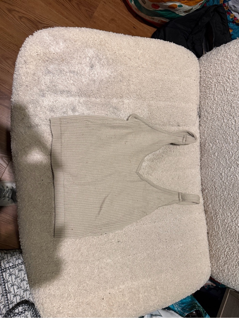 Wishlist Beige Ribbed Cropped Tank Top S/M